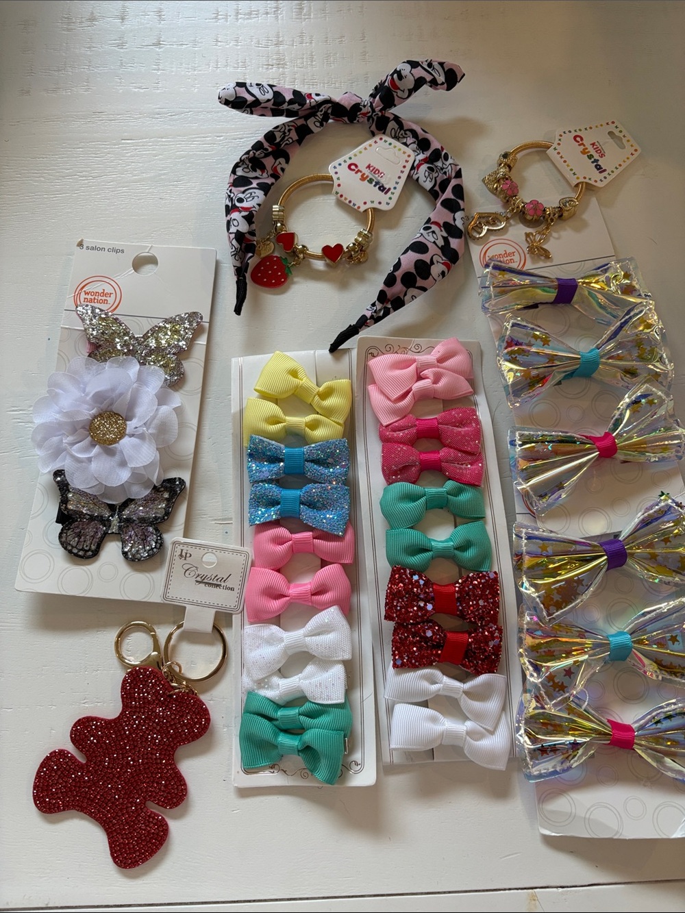 Assorted Girls Hair Bows and Accessories - Pink, Teal, Yellow, Red, White